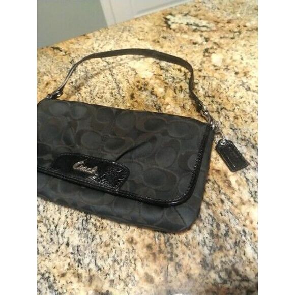 Coach Legacy Signature Wallet Wristlet Small Purse Adjustable Black - Picture 9 of 13